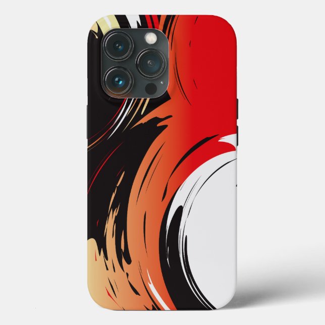 Coques Case-Mate iPhone Art Abstrait noir et blanc rouge (Verso)