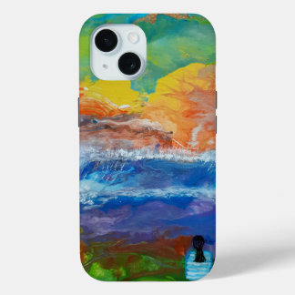 Coque Pour iPhone 15 art abstrait original Big Wave matins