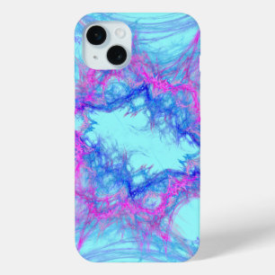 Coque iPhone 15 Mini art abstrait rose et bleu