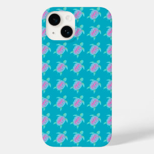 Coque Pour iPhone 14 Art aquarelle de tortue à motif aqua rose