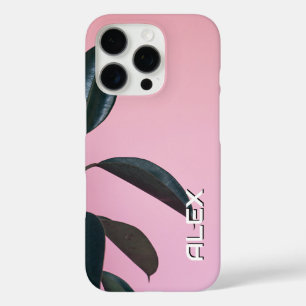 Coques iPhone 16 Pro Art botanique Plante en caoutchouc sur Dusty rose
