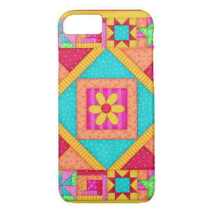 Coque Case-Mate Pour iPhone Art coloré jaune rouge d'édredon de patchwork