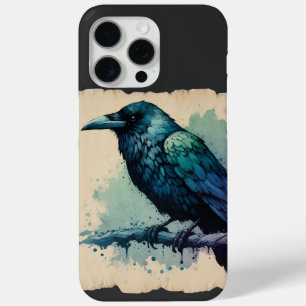 Coque iPhone 15 Pro Max Art de corbeau à l'aquarelle enchanteur : Audacieu