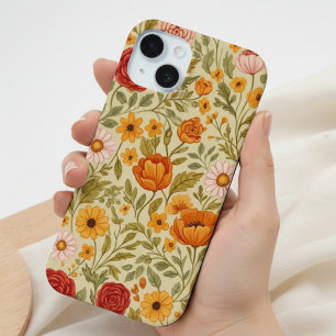 Coque Pour iPhone 15 art de fleurs sauvages rêve floral vintage