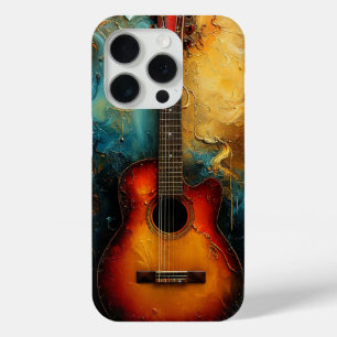 Coque iPhone 15 Pro Art de guitare rétro