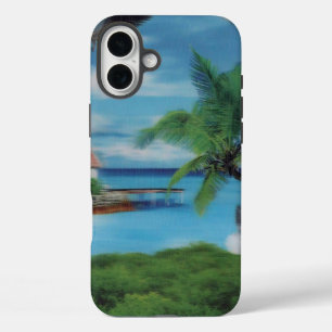 iPhone 16 Plus Case Art de la scène de plage tropicale