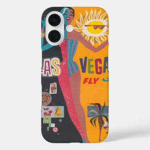 Coque Pour iPhone 16 Art de l'affiche de voyage de jeu de Las Vegas vin