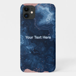 Case-Mate iPhone Case Art de marbre bleu abstrait avec accents de paille