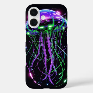 Coque Pour iPhone 16 art de méduse néon Cyberpunk