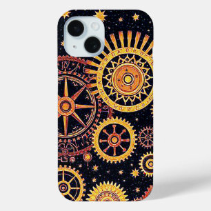 Coque Pour iPhone 15 art de surface géométrique abstrait à engrenages i