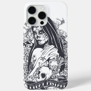 Coque iPhone 15 Pro Max Art de tatouage de femme gothique crâne sucré