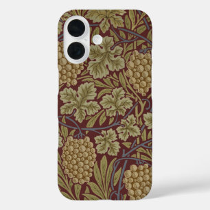 Coques iPhone 16 Art de vigne rouge vert William Morris
