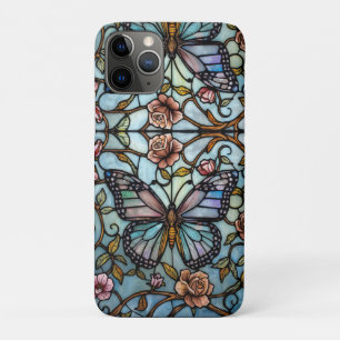 Case-Mate iPhone Case Art de vitrail bleu papillon vintage 