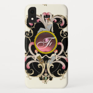 COQUE Case-Mate POUR iPhone ART DÉCO BEAUTÉ MODE ROSE ROSE MONOGRAMME EN PIERR