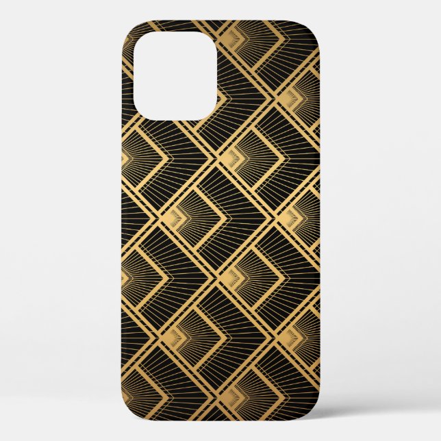 Coques Case-Mate iPhone Art Déco Black Gold : Géométrique (Verso)