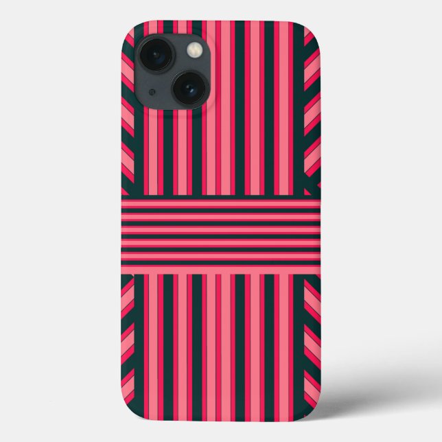 Coques Case-Mate iPhone Art Déco Charcoal Pink Abstrait Elegant Motif (Verso)