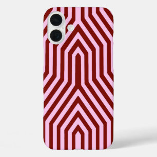 iPhone 16 Plus Case Art déco géométrique - bordeaux et rose