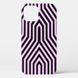 Coques Pour iPhone Art déco géométrique - noir et rose