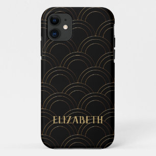 Case-Mate iPhone Case Art Déco Gold Noir Nom Personnalisé