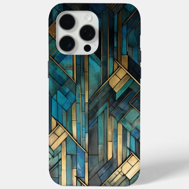 Coques Case-Mate iPhone Art Déco Inspiré Turquoise Gold Turquoise Protecti (Verso)