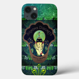 Case-Mate iPhone Case Art déco masqué femme vintage vert noir