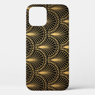 Case-Mate iPhone Case Art Déco, or noir, motif sans soudure.