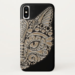 Case-Mate iPhone Case Art déco or noir visage de chat de style égyptien