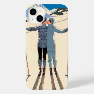 Coques Pour iPhone Art Déco vintage, Amants en Neige par George Barbi