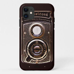 Coque iPhone 11 Art déco vintage de rolleicord d'appareil-photo