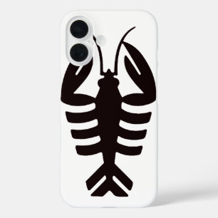 Coque Pour iPhone 16 Art Déco vintage Fruits de mer, homard en noir