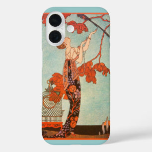 Coques iPhone 16 Art Déco vintage, Oiseau de Flighty par George Bar