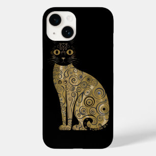 Coque Pour iPhone 14 Art décoratif de chat noir dans le style de Gustav