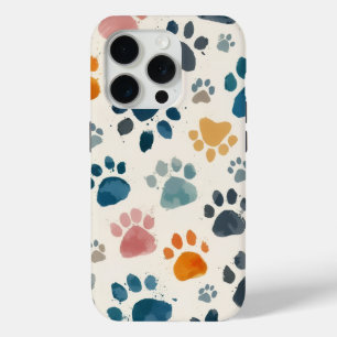 Coque iPhone 15 Pro Art d'empreintes de pattes de chien – Traces fidèl
