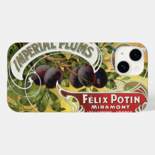 Coques Pour iPhone Art d'étiquette de caisse de fruits vintage, prune