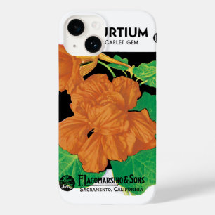 Coque Pour iPhone 14 Art d'étiquette de paquet de graines vintage, fleu