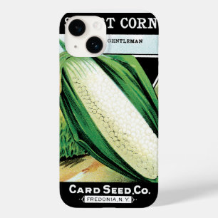 Coque Pour iPhone 14 Art d'étiquette de paquet de graines vintage, maïs