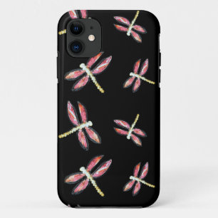 Coque iPhone 11 Art d'insecte dansant la libellule rose