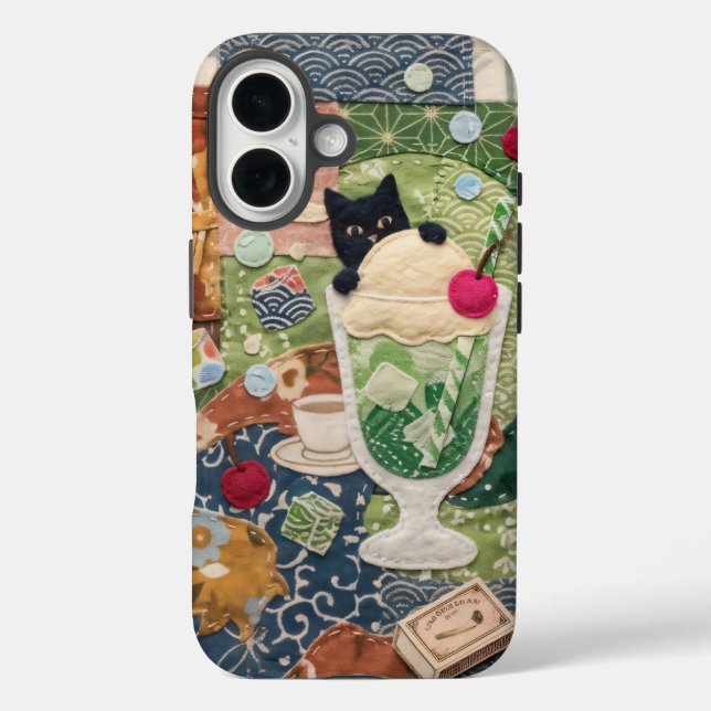 Coques Case-Mate iPhone Art du chat en patchwork japonais  (Verso)