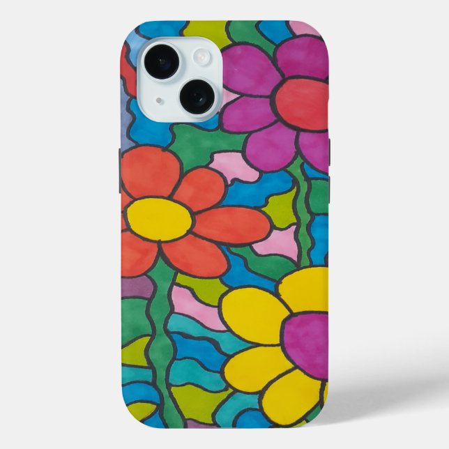 Coques Case-Mate iPhone Art Fleur Hippie Rétro (Verso)