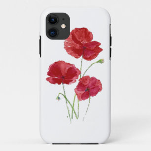 Coques Pour iPhone Art floral de pavot d'aquarelle de fleur rouge de