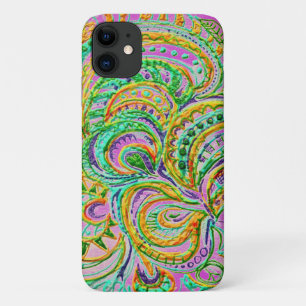 Case-Mate iPhone Case Art folklorique Boho Imaginaire vert Jaune rose Mo