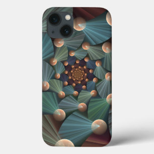 iPhone 13 Coque Art Fractal Abstrait Avec Profondeur Bleu Brown Ar