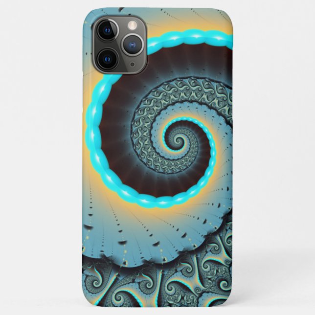 Coques Case-Mate iPhone Art fractal abstrait bleu turquoise orange Spirale (Dos)