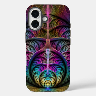 Coque Pour iPhone 16 Art Fractal Abstrait coloré à motifs Trippy
