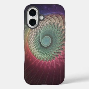 Coque Pour iPhone 16 Art fractal abstrait moderne coloré Escargot