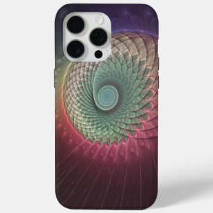 Coque iPhone 15 Pro Max Art fractal abstrait moderne coloré Escargot