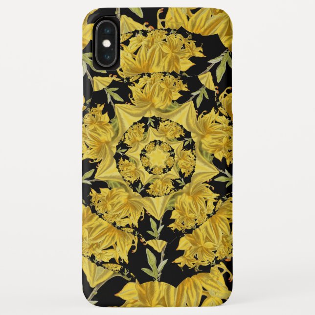 Coques Case-Mate iPhone Art fractal azaléen jaune et noir (Dos)
