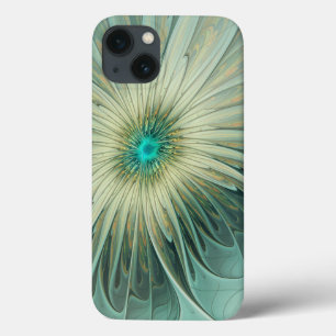 iPhone 13 Case Art fractal de fleurs de fantaisie vert sauge abst