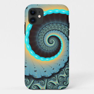 Case-Mate iPhone Case Art fractal spirale abstrait bleu turquoise orange