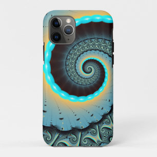 Case-Mate iPhone Case Art fractal spirale abstrait bleu turquoise orange